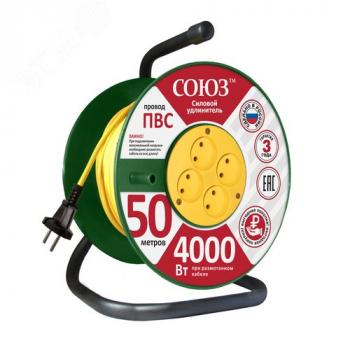 43117 Удлинитель силовой ТМ Союз на катушке 4 гнезда 4000 Вт 50м UNIVersal