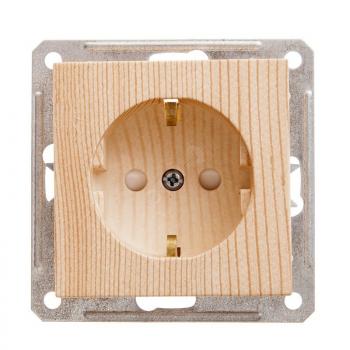 23243 Розетка скрытая с заземлением со шторками в рамку сосна W59 RS16-152-7-86