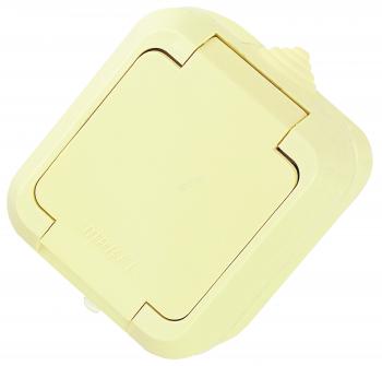 3192 Розетка с крышкой полугерметичная кремовый IP44 Makel 18204