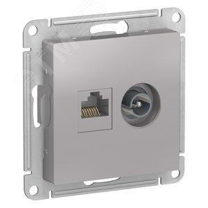 42937 Розетка компьютерная + телевизионная 2-м СП AtlasDesign RJ45 кат.5E + TV механизм алюм. SE