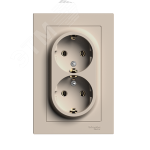 43158 Розетка 2-м. AtlasDesign 16А с заземл. в сборе песочн. SE