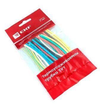 24196 Термоусаживаемая трубка ТУТ 2/1 набор: 7 цветов по 3шт. 100мм EKF PROxima