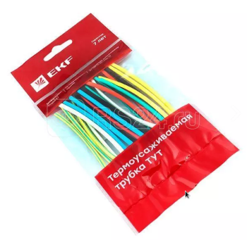 24197 Термоусаживаемая трубка ТУТ 4/2 набор: 7 цветов по 3шт. 100мм EKF PROxima