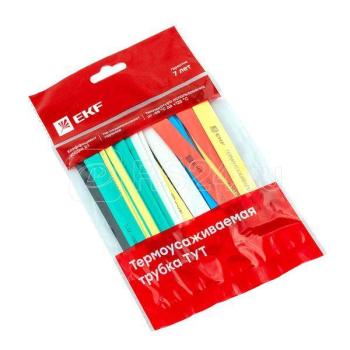 24199 Термоусаживаемая трубка ТУТ 8/4 набор: 7 цветов по 3шт. 100мм EKF PROxima