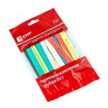 24202 Термоусаживаемая трубка ТУТ 16/8 набор: 7 цветов по 3шт. 100мм EKF PROxima
