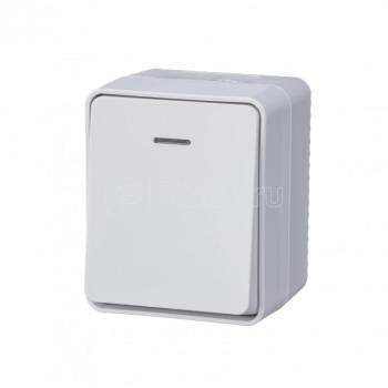 43370 Выключатель 1-кл. ОП AtlasDesign PROFI IP54 10AX с подсветкой бел. SE