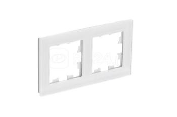 43373 Рамка 2-м AtlasDesign Nature натур. стекло белая SE