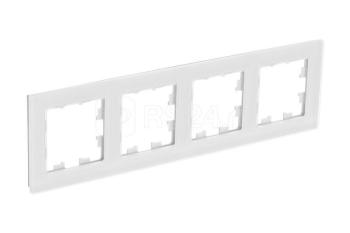 43375 Рамка 4-м AtlasDesign Nature натур. стекло белая SE