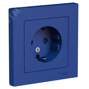 43414 Розетка AtlasDesign 16А с заземл. со шторками в сборе аквамарин SE