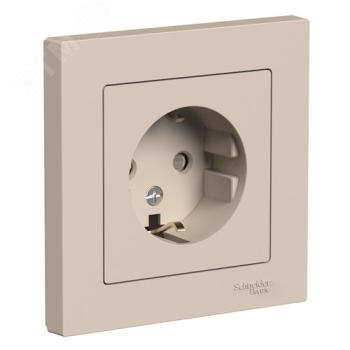 43415 Розетка AtlasDesign 16А с заземл. со шторками в сборе песочн. SE