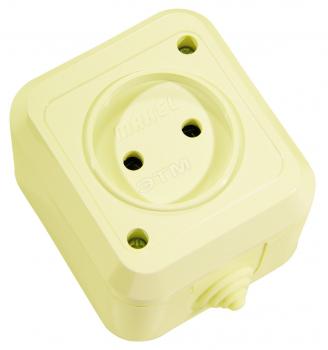 3193 Розетка без заземления полугерметичная кремовый P44 Makel 18206
