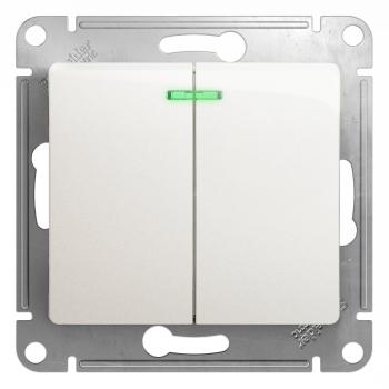39503 Выключатель 2-кл. СП Glossa 10А IP20 (сх. 5а) 10AX с подсветкой механизм перламутр. SE