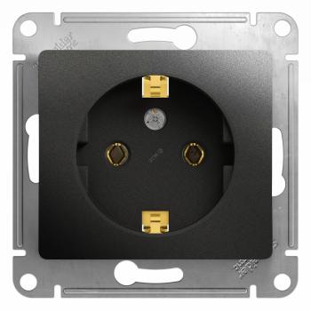 39544 Розетка 1-м СП 1мод. Glossa 16А IP20 с заземл. механизм антрацит SE