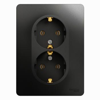 39545 Розетка 2-м Glossa 16А с заземл. в сборе антрацит SE