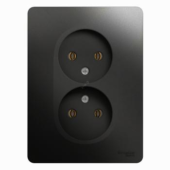 39546 Розетка 2-м СП Glossa 16А IP20 без заземл. в сборе антрацит SE