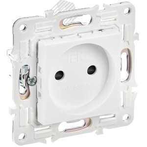 43140 SKANDY Розетка без заземления с защитными шторками 10А SK-R01W арктический белый IEK