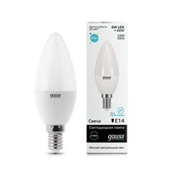 28175 Лампа LED Elementary Candle 6W E14 4100K Gauss