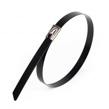 42198 Стяжка стальная СКС-П (304) 4.6х200 из нержавеющей стали AISI 304 с полимерным покрытием КВТ