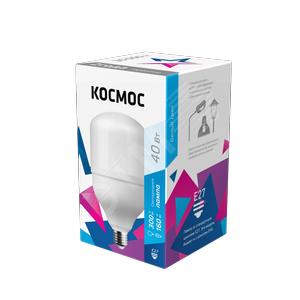 42264 Лампа светодиодная LED 40Вт 220В Е27 D100х189 4500К белый 3650 лм Космос