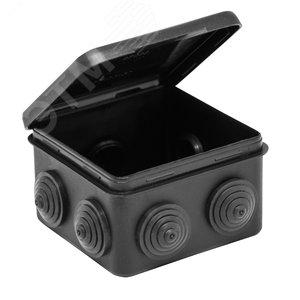 42651 Коробка распаячная для открытой проводки 80х80х50 мм (откидная крышка), черная Ruvinil