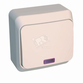 25080 Выключатель 1-кл. ОП Этюд 10А IP20 с подсветкой крем. SE