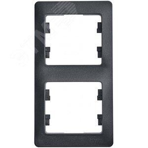 41487 Рамка 2-м Glossa вертикальная антрацит SE