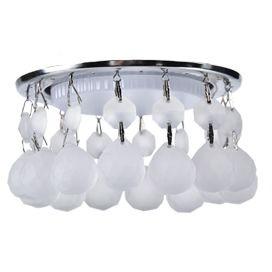 43550 Светильник GX53 H4 5346 Стекло Круг Больш.хрусталики Прямой подвес Матов/Хром 90x110 Ecola