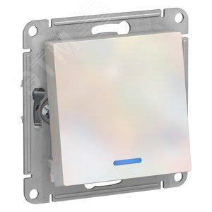 42561 Переключатель проходной 1-кл. СП AtlasDesign 10А IP20 (сх. 6а) 10AX с подсветкой механизм жемч