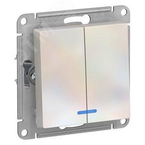 42563 Выключатель 2-кл. СП AtlasDesign 10А IP20 (сх. 5а) 10AX с подсветкой механизм жемчуж. SE