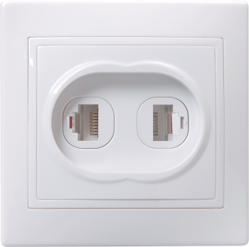 39363 Розетка 2-местная компьютерная и телефонная РК/Т12-КБ КВАРТА белый IEK
