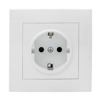 39407 Валенсия розетка 1-местная с/з 16А белая с защ. штор. EKF PROxima