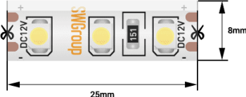 39623 Лента светодиодная  3528 120 LED/м 9, 6 Вт/м 12В IP65 Теплый белый 3М