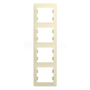 39641 Рамка 4-м Glossa вертикал. бежевая SE