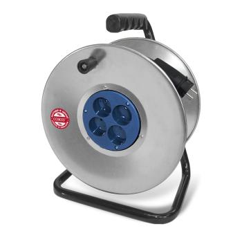 39730 Удлинитель на метал. катушке 4х30м с заземл. 16А IP44 4кВт КГ с защ. крышкой Союз