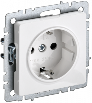 39881 BRITE Розетка 1-местная с заземлением без защитных шторок 16А РС11-1-0-БрБ белый IEK