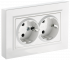 39882 BRITE Розетка 2-местная с заземлением без защитных шторок 16А в сборе РС12-3-БрБ белый IEK