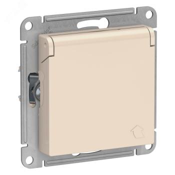 40277 Розетка 1-м СП AtlasDesign 16А IP20 с заземл. защ. шторки с крышкой механизм беж. SE
