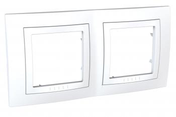 28290 Рамка с декоративным элементом 2 поста белая Unica MGU2.004.18
