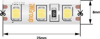 38993 Лента светодиодная стандарт 2835, 120 LED/м, 9, 6 Вт/м, 12В , IP65, Цвет: Теплый белый 3М