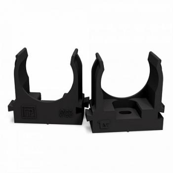 43261 Крепеж-клипса для труб для прямого монтажа черная в п/э d25 мм (100шт/700шт уп/кор) Промрукав