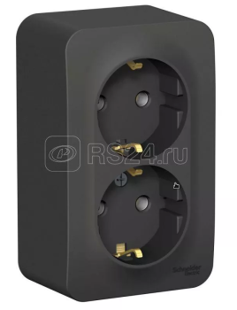 43269 Розетка 2-м ОП Blanca 16А IP20 250В с заземл. без защ. шторок с изолир. пластиной антрацит SE