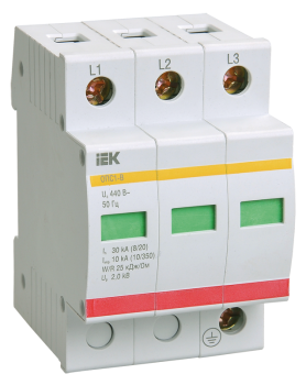 0029 Ограничитель импульсных перенапряжений ОПС1-C 3P 20/40кА 400B IEK