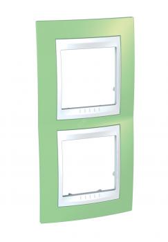 25775 Рамка вертикальная 2 поста зеленое яблоко/белый Unica-Хамелеон U6.004V.863