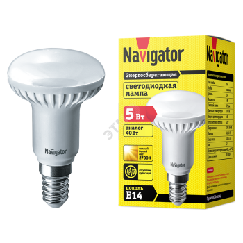 25776 Лампа светодиодная LED зеркальная 5вт E14 R50 теплая (94259 NLL-R)