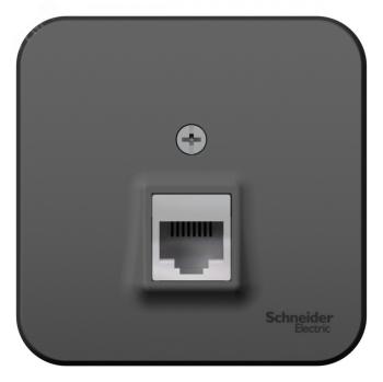 40694 Розетка телефонная 1-м ОП Blanca RJ11 с изолир. пластиной антрацит SE