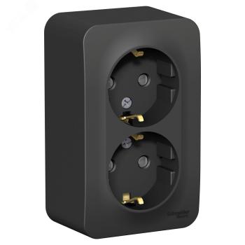 40700 Розетка 2-м ОП Blanca 16А IP20 250В с заземл. защ. шторки с изолир. пластиной антрацит SE