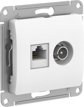 40745 Розетка компьютерная + телевизионная 2-м Glossa RJ45 кат.5E + TV механизм белый SE