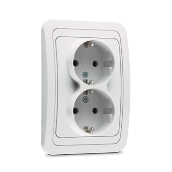 5195 Розетка двойная с заземлением белая Mimoza Makel 12082