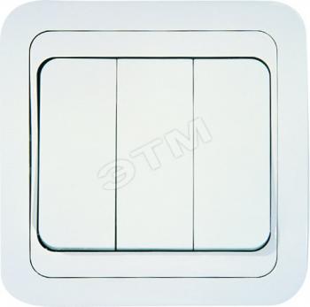 5197 Выключатель трехклавишный белый с/п Mimoza Makel 12091