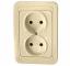5205 Розетка двойная без заземления кремовый Mimoza Makel 25017